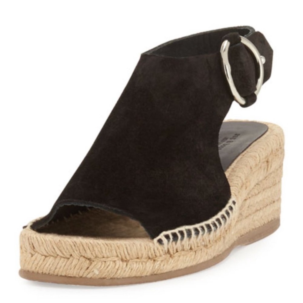 NWOT Rag & Bone | Black Suede Calla Wedge Espadrilles | Size EU 37 / US 7